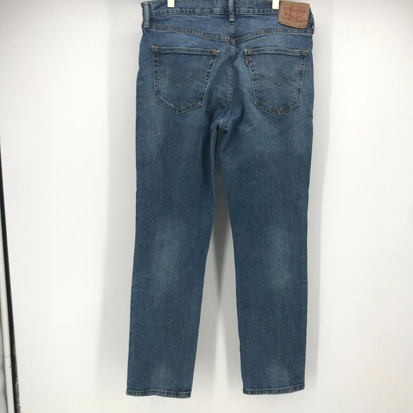 Levis Jeans Mens 34*32 Medium Blue Straight Leg Cotton Stretch Mid Rise Pockets - Picture 2 of 16